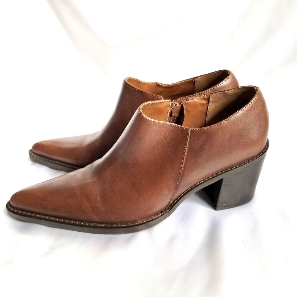 Andiamo Brown Leather Pointed Toe Bootie size 6.5 Womens Handmade in Brazil